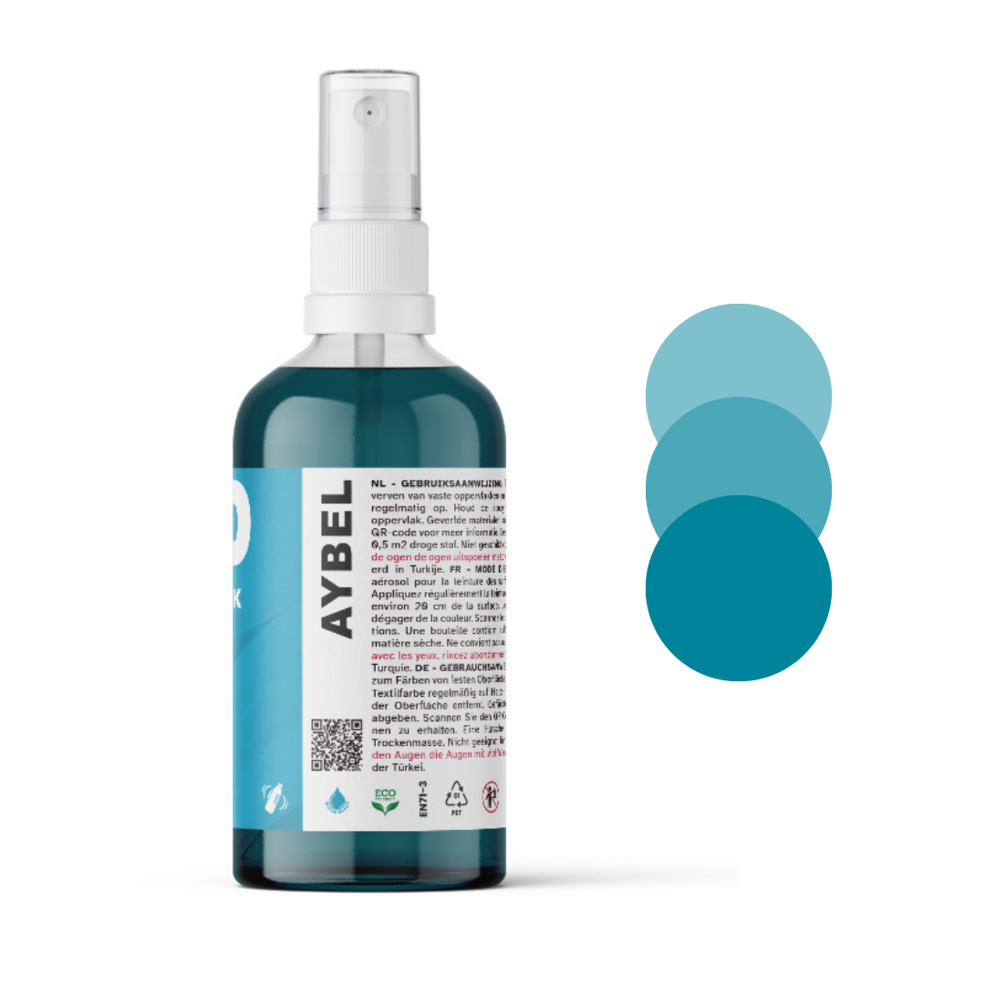 Turquoise textielverfspray
